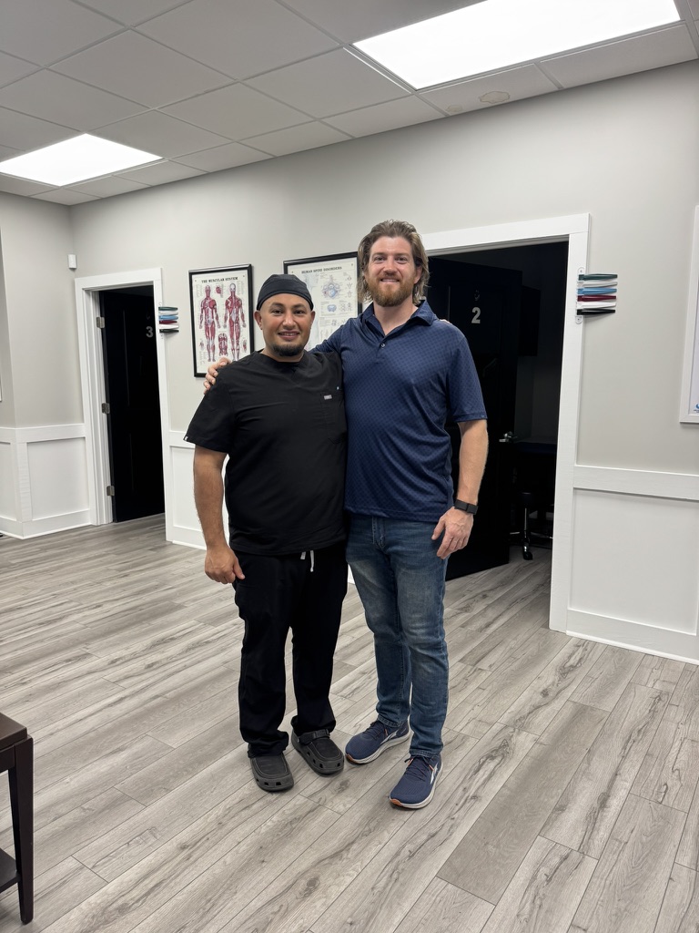 Jared DeValk with a healthcare client