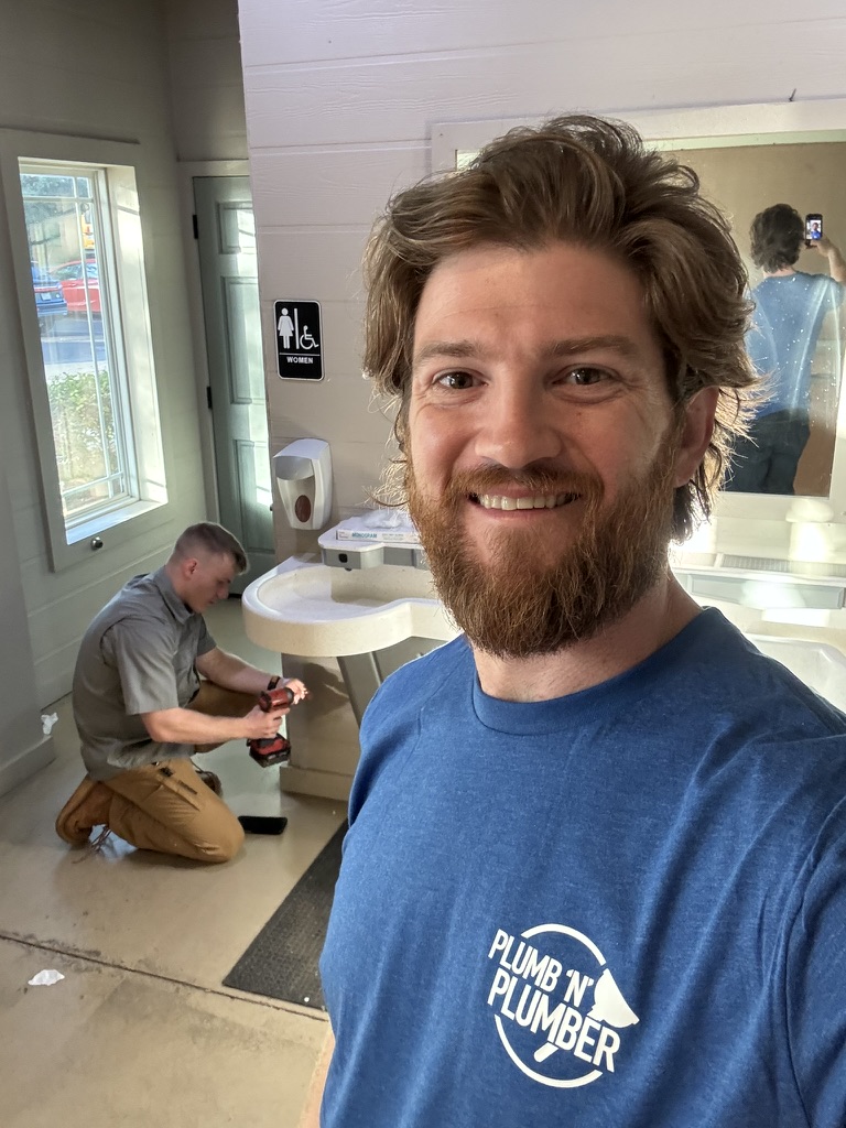 Jared DeValk on site with a plumbing client